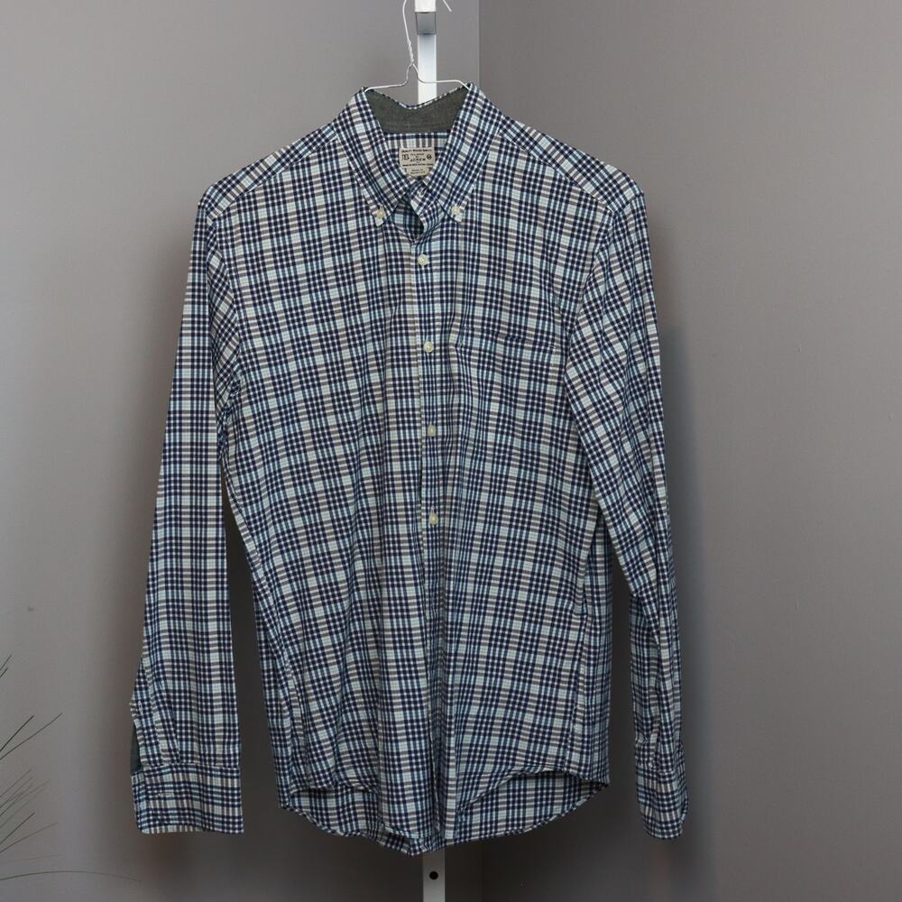 J.Crew Tailored Fit Blue Plaid‎ Button Down Shirt Men’s Medium Cotton
